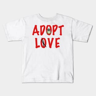 Adopt Love - Ms. Hedwig, the Green Cheek Conure! Kids T-Shirt